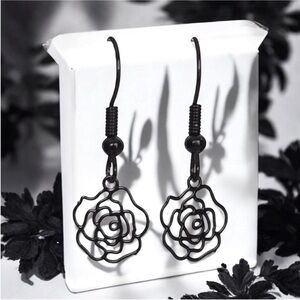 5 For $25💫Really Cool Black Filigree Rose Dangles  (Very Small)